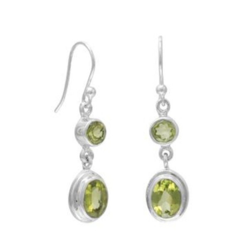 Sterling Silver Peridot Earrings on French W